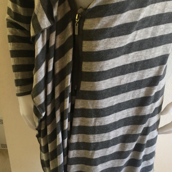 MATTY M Gray Striped Waterfall Cardigan Sz L - Picture 6 of 8
